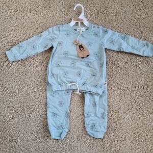 NWT Rabbit Bear Sweatshirt Sweatpants Set - 3T - Floral, Teal